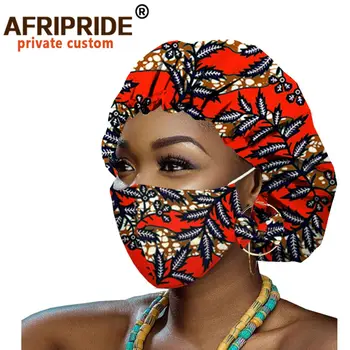 Āfrikas Cepurītes Sievietēm Auskari Āfrikas Ankara Drukāt Cepurītes Nakts Miega Cepuri Turban Vasks Batik Kokvilnas Atbilstu Drukas Maska A20H011