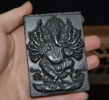 Hongshan kultūras archaize melnā dzelzs meteorīts Elephant Trunk dievs kulons statuja
