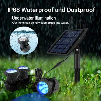 IP68 Ūdensnecaurlaidīga Saules Powered zemūdens Dīķis, Apgaismojums RGB Zemūdens Baseins Aktualitātes, Drošības Nakts Gaisma Dārza Dekoru Tvertne