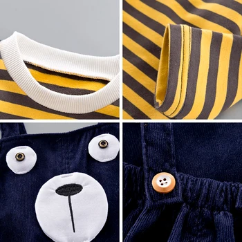 Menoea Baby Boy Apģērbs, Uzvalki 2020. Gadam Bērni Zēnu Kokvilnas Apģērba Komplekti Bērniem ar garām Piedurknēm Svītrainām Topi, Bikses 2gab/Komplekti zēnu drēbes
