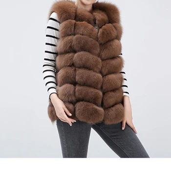 Jaunu nekustamā fox kažokādas sieviešu ādas veste modes luksusa, bieza, silta jaka, jaka tīrtoņa krāsu kažokādas veste sieviešu mētelis