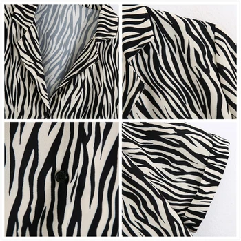 2020. Gada Vasaras Vintage Zebra Drukāt 2 Gab. Komplekts Sievietēm Ar Īsām Piedurknēm Krekls Topi+Rāvējslēdzēju, Bikses, Uzvalks Gadījuma Brīvs Bikses Sieviešu Blūze