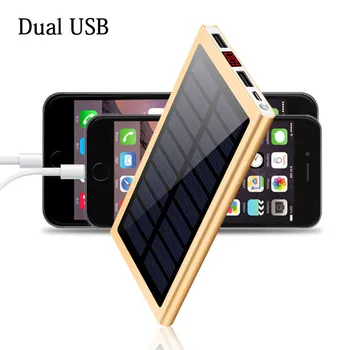 Saules 30000mah Power Bank Ārējo Akumulatoru 2 USB LED Powerbank portatīvais Mobilais tālrunis Saules Lādētājs Xiaomi mi iphone XS 8plu