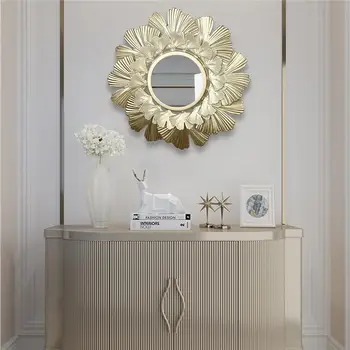 Reljefs Sienas Karājās Spogulis Dzelzs Rāmis Apaļas Aplauzums Spogulis Mērci Dekoratīvās Karājas Spogulis Dzīvojamā Istaba Guļamistaba Dekori