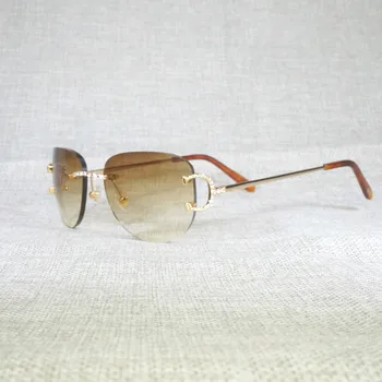 Vintage Rhinestone bez apmales Saulesbrilles Vīriešiem Ovāls Akmens C Stieples Brilles Metāla Rāmis Laukumā Toņos Sieviešu Vasaras Klubs Brilles