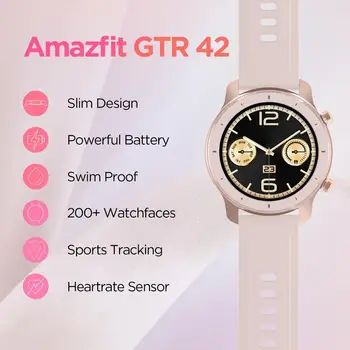 Noliktavā Globālo Versiju, kas ir Jauna Amazfit VTN 42mm Smart Skatīties 5ATM sieviešu pulksteņi 12Days Akumulatora Mūzikas Vadības Android, IOS