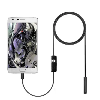 7mm Endoskopu, Micro USB Pārbaudes Borescope Kamera, Android PC Elastīgu IP67 Waterproof Grāmatiņa 6leds Regulēšana