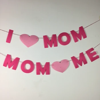 Laimīgu Mātes Diena Partijas Apdare, es Mīlu Mammu Vēstuli Rozā Filca Mājas Piederumi Mātes Dzimšanas dienas Istaba Deco