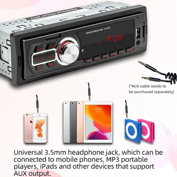 5209E Bluetooth, AUX-in TF USB Auto Stereo Auto Audio Centrālā FM Auto Stereo Viena DIN Auto Radio Audio un MP3 Atskaņotāju