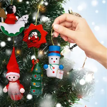 15pcs Ziemassvētku Rotājumu Koka Sniegavīrs Vilcienu Lelle Karājās Kulons Jaunu 2021. Gadā Ziemassvētku Eglītes Rotājumi Navidad