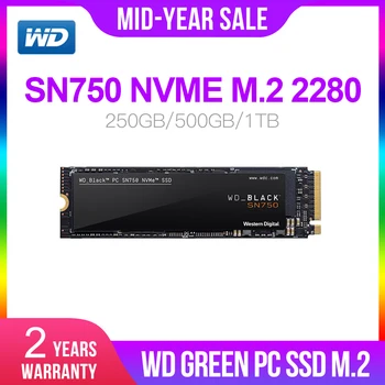 Western Digital WD M. 2 2280 BLACK SSD SN750 250GB 500 GB, 1 TB NVMe Iekšējā Spēļu SSD disks-PCIe Gen3, 3D NAND Spēļu PC Klēpjdators