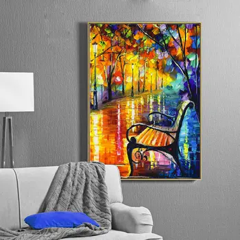 Sienas Mākslas Audekla Glezna, Plakāts Abstrakti Krāsains Izdrukas Koks Takas Lietainā Jumta Apdarei dzīvo jamo istabu