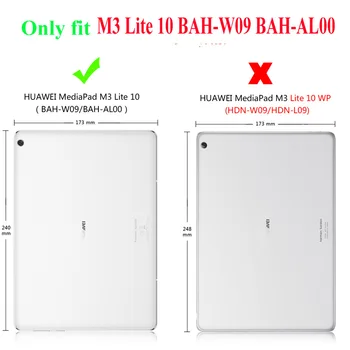 Slim PU Ādas Gadījumā Huawei MediaPad M3 Lite 10 Pamatbrīvību aizsardzības vāks m3 lite 10 BAH-W09 BAH-AL00 tablete gadījumā+FILMA+PILDSPALVA