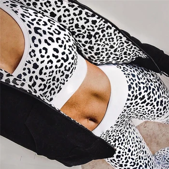 2019. Gada Vasarā Jaunā Sporta Zāle, Joga Sievietēm Uzvalks Leopard Print Tiek Garantēti Augsta Vidukļa Biksēm Sadalīt Uzstādīt Sexy Sieviete Saspringts Stulpiņi