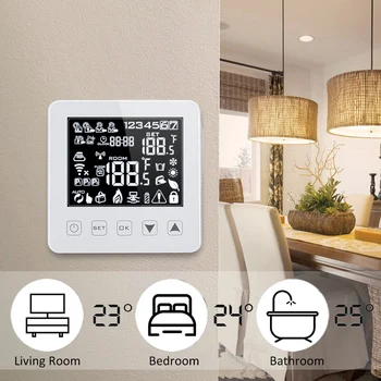 Alexa Programmējams Smart WiFi Termostats, Ūdens/Gāzes Katls silto Grīdu Touchscreen Telpas Temperatūras regulators