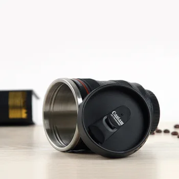 400 ML Radošo Fotokameru Lēcu Krūze Plastmasas Kafijas Tējas Tase Ar Vāku Thermocup Thermomug Nerūsējošā Tērauda oderējums, termosi Dāvanas