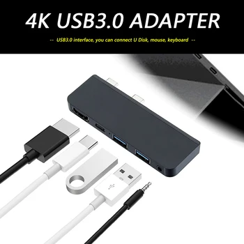 USB 3.0 Dual Tipa C HUB 4K HDMI Uzstādīt Converter USB-C Audio Adapteri Sadzīves Datoru Drošības Daļas Surface PRO X