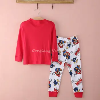 Rudens Ziemas Cartoon Kids Toddler Zēni Super Mario Sleepwear Naktsveļu Pidžamas Komplekti Bērnu Apģērbu Homewear