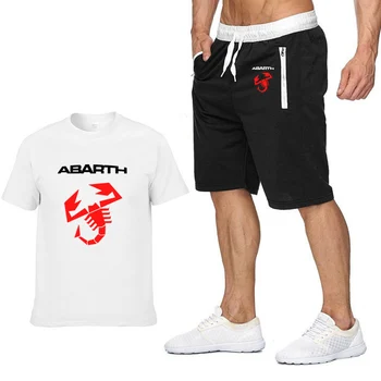 Mens Short sleeve Abarth Auto Logo Vasarā Vīriešu t Krekls HipHop Harajuku T-Krekls augstās kvalitātes Kokvilnas T Krekli, bikses, Sporta tērps