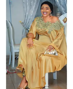 Āfrikas Kleita Sievietēm 2020. Gadam, Modes Zelta Sen Maxi Kleita Plus Lieluma Bezmaksas Izmērs Maxi Kleitu, Garu Apmetni Africaine Vetsidos