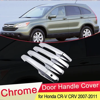 Honda CR-V CRV 2007 2008 2009 2010 2011 Luxuriou Chrome Durvju Roktura Vāciņš Melns, Nozvejas Auto Set Stils Uzlīmes Aksesuāri