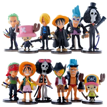 6pcs/set Anime Viens Gabals statuetes Luffy Roronoa Zoro Sanji salmu cepure Pirāti Rīcības Attēls Savākt Modelis Rotaļlietas bērniem 6-10cm