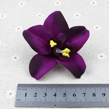20pcs 8cm Tumši Violeta Mākslīgā Simulācijas Orhideju Dekoratīvu Ziedu Kārters Taizemes Orhideju Zīda ziedi vadītājs Taras DIY kāzu puse