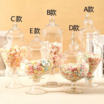 Caurspīdīga stikla konfektes jar Eiropas svinu stikla uzglabāšanas tvertnes pārtikas uzglabāšanas jar kāzu desertu dekorēšanai uzglabāšanas pudele