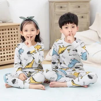 Zīdaiņu Apģērbs, Pidžamas Komplekti Zēniem, Meitenēm, Salātu Pidžamas Komplekts Bērniem Kokvilnas Sleepwear Bērnu Bodysuit Mājas Tērps 2GAB Drēbes