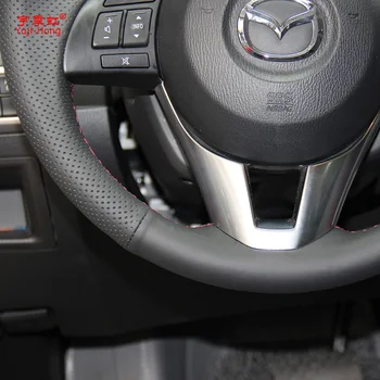 Yuji-Honkonga Mākslīgās Ādas Automašīnas Stūres Rats Aptver Gadījumā priekš MAZDA CX-4 CX-5 Mazda 3 Axela Atenza Roku šūtas
