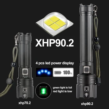 Visspēcīgākais Xhp90 Led Lukturīti, Usb Uzlādējams Xhp70.2 Taktiskās Lāpu Izmantot 18650 Vai 26650 Akumulatora Zoomable Xlamp Kempings
