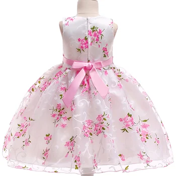 2018 baby girl vasaras Puķu Princese šifona kleitas, meitenes dzimšanas dienas ballīti Kleitu, bērnu apģērbi, bērniem, sleeveness kleitas