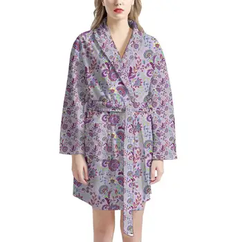 Mandala Drukāšanas Dāmas Naktskrekls Zilonis Modelis Silts Meitenes Homewear garām Piedurknēm Pidžamas Dāmām Zīmola Dizaina Peldmētelis 2020