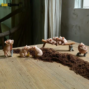 Jauno Radošo Tualetes Cūku Gudrs Cūku Apdare Simulācijas Dzīvnieku Modeli Multfilmas Bērniem, Izsmalcinātu Mazo Dāvanu Dzimšanas Dienā Sveķu Dzīvnieku