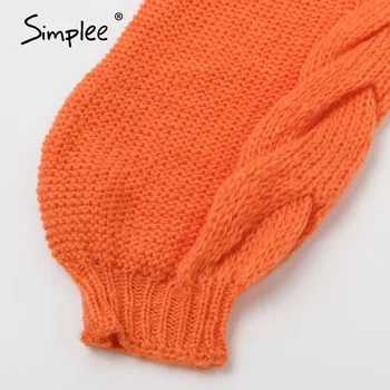 Simplee Dobi no mohēra sieviešu džemperis džemperis Rudens ziemas laterna piedurknēm sieviešu oranžs džemperis Lielajam dāmas džemperis 2019