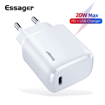 Essager 20W USB C Tipa Lādētājs iPhone 12 Pro Mini Max Ātri Uzlādēt 3.0 QC PD USBC USB-C Ātrās Uzlādes Ceļojumu Sienas