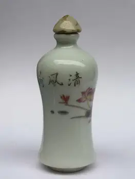 YIZHU CULTUER MĀKSLAS Kolekcija Vecs Ķīniešu Famille rožu Porcelāna Apgleznošanas Lotosa Ziedu Šņaucamā tabaka Pudeles Dekorēšana Dāvanu