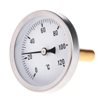 63mm Skalu, Horizontālās Termometrs Alumīnija Temperatūras Rādītājs Šķidra Ūdens IP55 0-120.C
