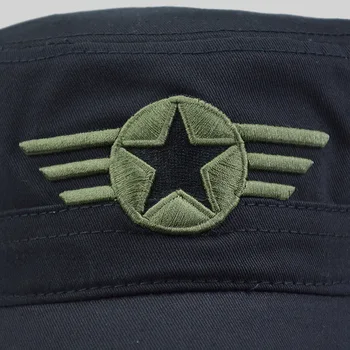 2018 Jaunu Vīriešu Snapback Cepures Vintage Armijas Cepure Kadets Patruļas Klp Regulējams Pieci Norādīja Zvaigzne Flat Top Maskēties Cepures