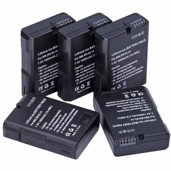 5gab Probty EN-EL14 LV-EL14a EL14 Akumulatoru NIKON DSLR D5300 D5200 D5100 D3300 D3100 D3200 P7800 P7700 P7100 P7000 Df Kamera