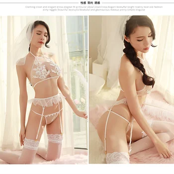 2020 Jaunu Sexy Apakšveļa Līgavas Kleita Vienotu Kārdinājumam Tilla Līgava Kāzu Kleitu Vienotu Mežģīņu Prievīte Sexy Nightdress Erotiska Uzvalks
