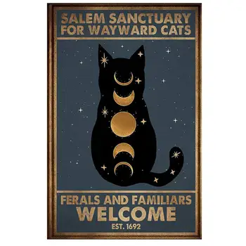 Salem Patvērumu Niķīgs Kaķi Ferals un Ģimenes Plakātu Retro Skārda Zīme, Zīme Ielas Garāžu Ģimenes Kafejnīca, Bārs Cilvēki Ala