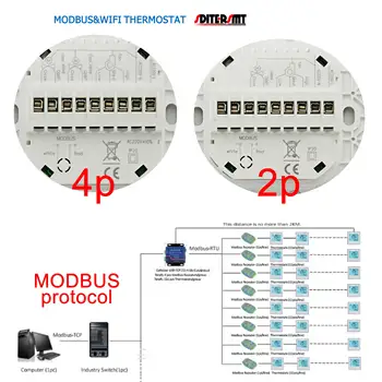 ES RS485&MODBUS TUYA WIFI Temperatūras Kontroles Termostatu Slēdzis Modulējot Ventilatora Vārsta Izejas Darbi ar Alexa, Google Home