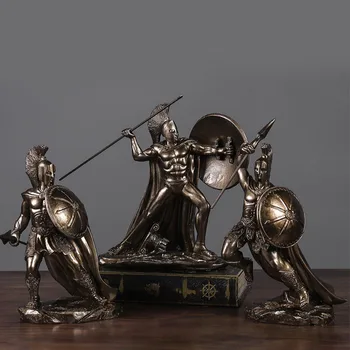 Eiropas Stila Vintage Spartas Karavīrs skulptūru Statujas Sveķu rokdarbu Par dzīvojamo istabu Mājas Apdare Kafejnīca Dekoru, Rotājumu
