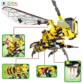 236Pcs/Komplekts DIY Imitētu Kukaiņu Bišu Lapseņu Celtniecības Bloki Modelis Rotaļlietas Bērniem Tehnikas Ķieģeļi Uzstādīt Izglītības Rotaļlietas Zēniem Dāvanu