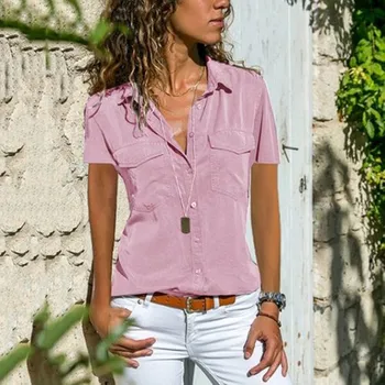 2020. gada Vasarā, Rudenī Jaunu Sieviešu Krekls apgrozījums Apkakli, Īsām piedurknēm Krekls mežģīnes, šifons sexy blūze plus lieluma sieviešu blūze QP046
