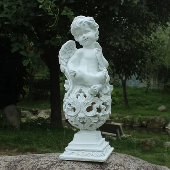 Āra Gudrs Sveķu Eņģelis Amatniecības Figūriņas Dārza Apdare, Rotājumi Parkā Sēž Bumbu Eņģelis Mājas Mēbeļu Darbvirsmas Statujas
