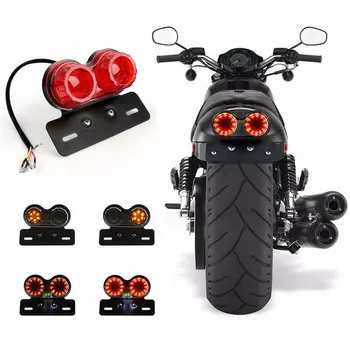 Motociklu LED Pagrieziena Signāla Bremžu Tailight Licences Plāksnes Turētājs Motociklu Aizmugurējās Lampas Bobber Cafe Racer ATV