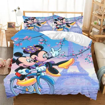 Disney Minnie Mickey Mouse Gultas Piederumi Uzstādīt Vienu Dvīņu Queen, King Size Gulta Komplekti Bērniem Mierinātājs Sega Sedz, Spilvendrānas Dāvanas