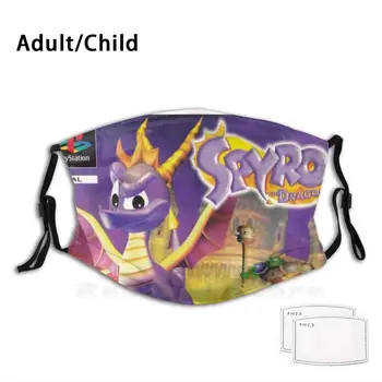 Spyro Pūķis Pieaugušo Bērni Anti Putekļu Filtrs Diy Maska Spyro Pūķis Ps1 Playstation Classic Retro Nostalģija